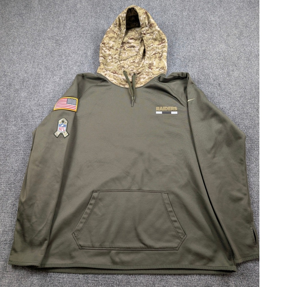 Nike Raiders Salute to Service Hoodie SZ XL Olive Green Dri-FIT Military USA